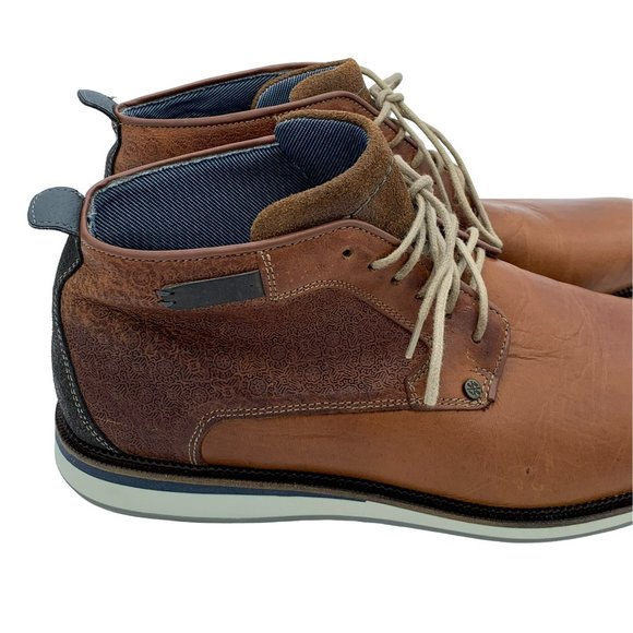 BULL BOXER Leather Oxford Cognac Ankle Boots - Picture 5 of 9